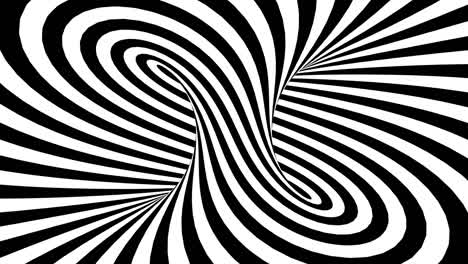 hypnotische spiralillusion nahtloses schleifen. schwarz-weiße psychedelische optische illusion. op art-effekt.