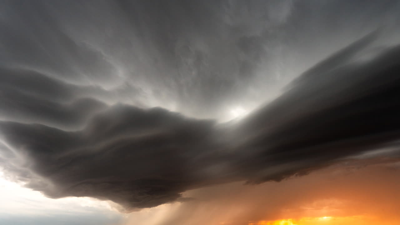 4K Footage of Storm Filled With Dramatic Moving Clouds and Lightning