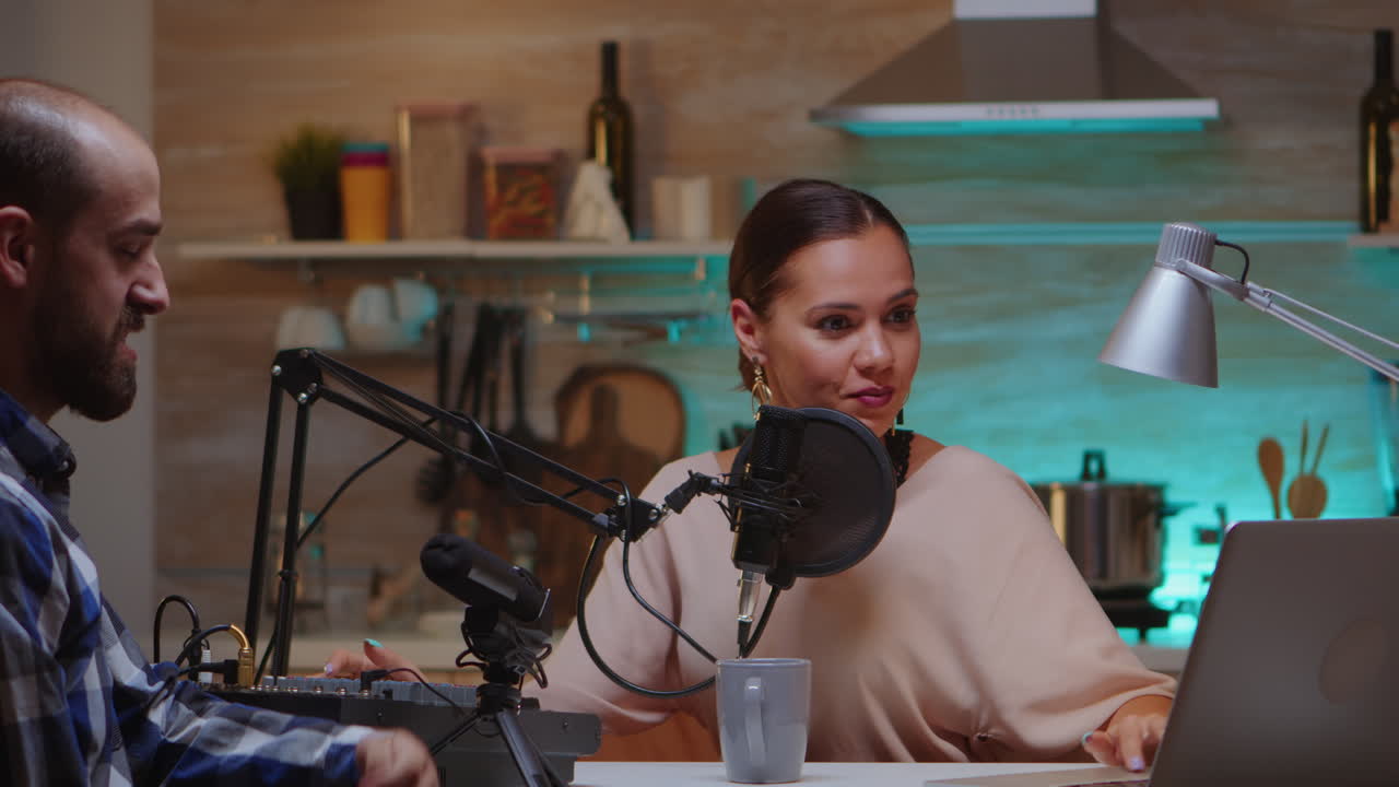 Internet show host interviewing guest