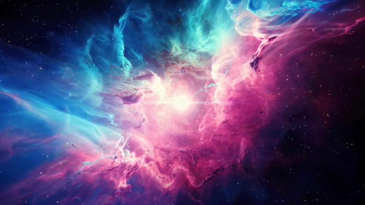 Volando attraverso una nebulosa vibrante nello spazio profondo con stelle
