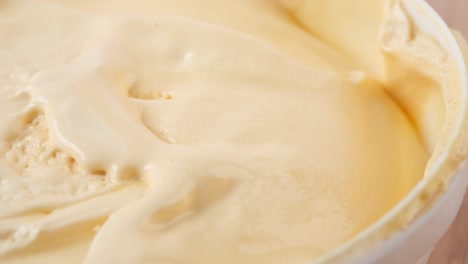 close-up view of creamy vanilla ice cream