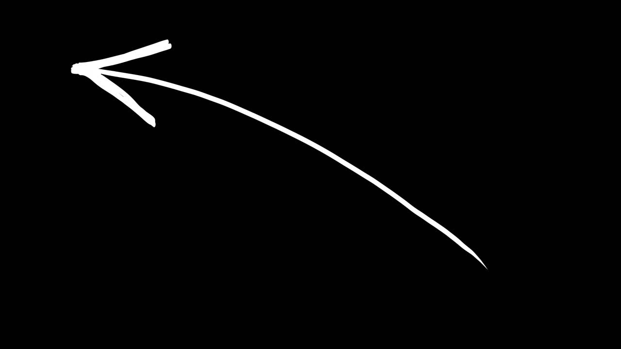 Animated White Hand-Drawn Arrow Pointing Up-Left
