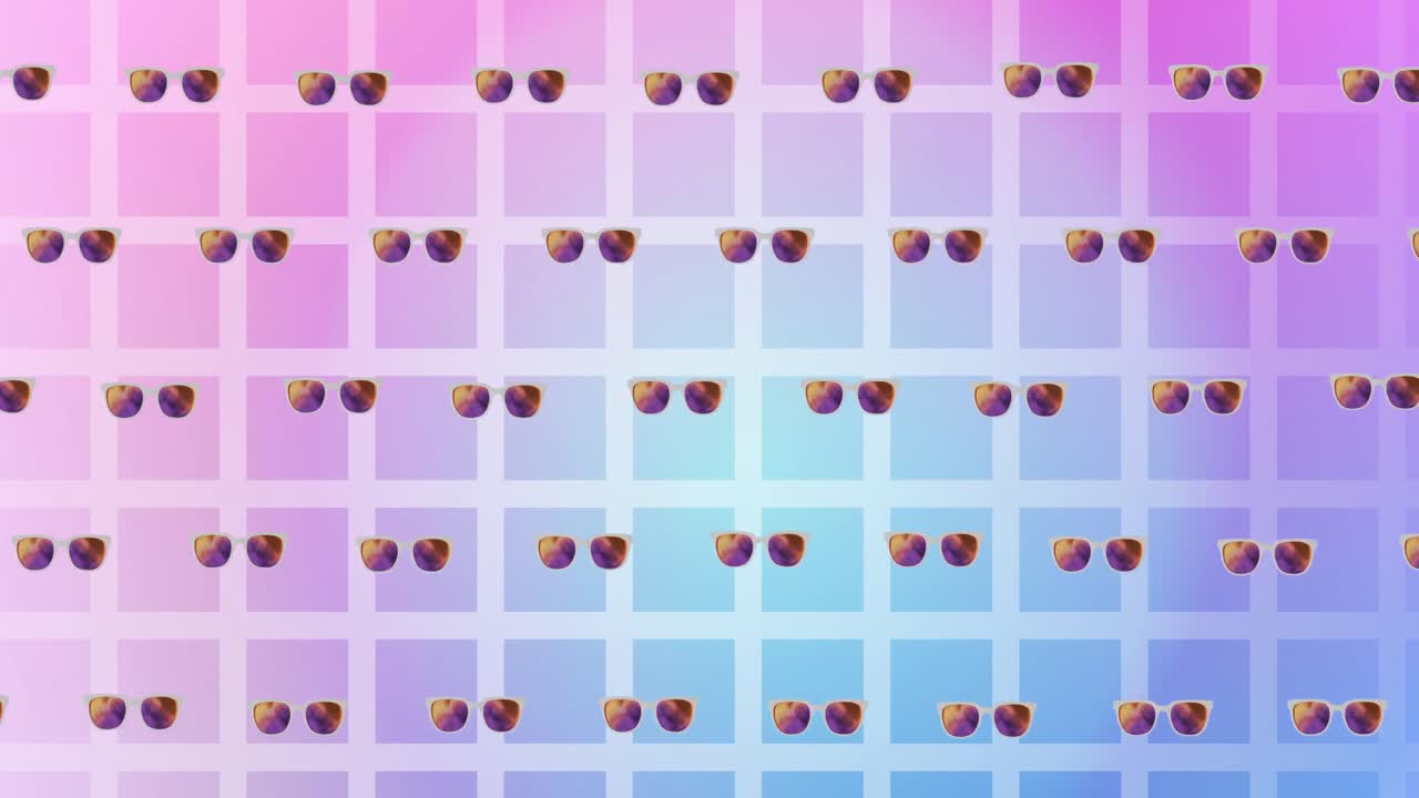 Animation of glasses over pink checked background
