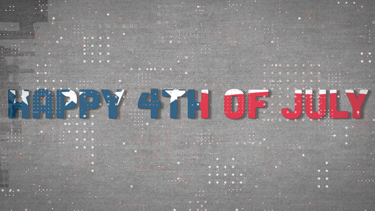 Motivo a punti su design della bandiera americana su testo "Buon 4 luglio" su sfondo grigio