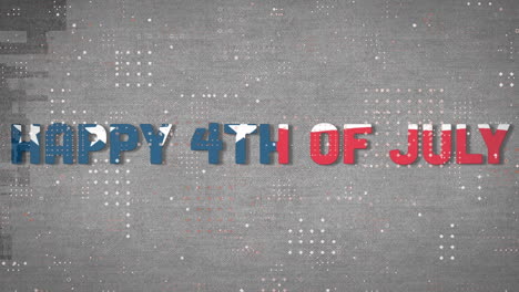 dots pattern over american flag design over happy 4th of july text against grey background