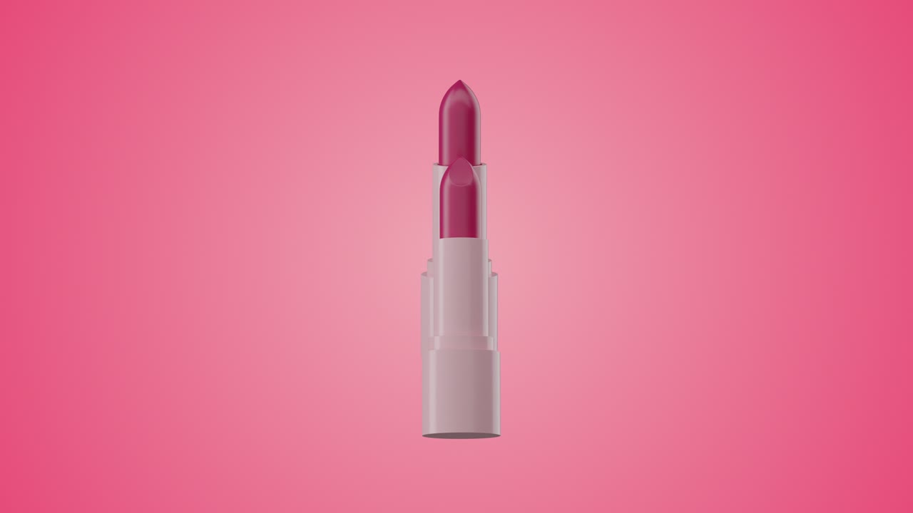 Pink color lipstick rotates slowly in air