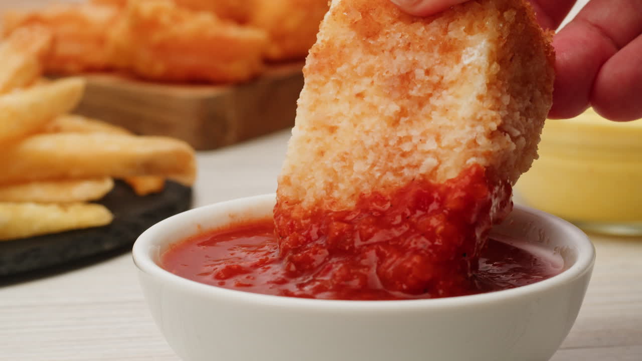 Dipping a Fish Finger in Ketchup