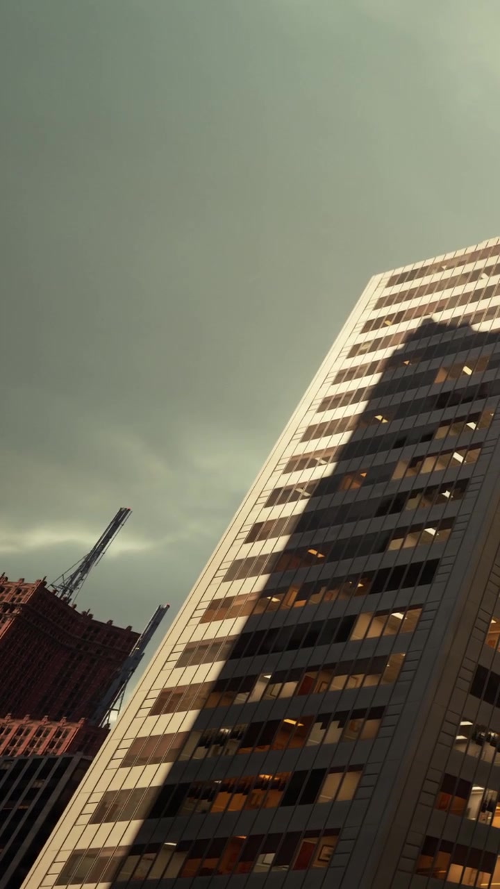 Edificios altos con cielo nublado en zona urbana al atardecer