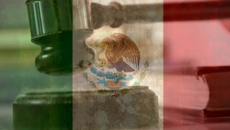 digitally animation of mexican flag and gavel 4k