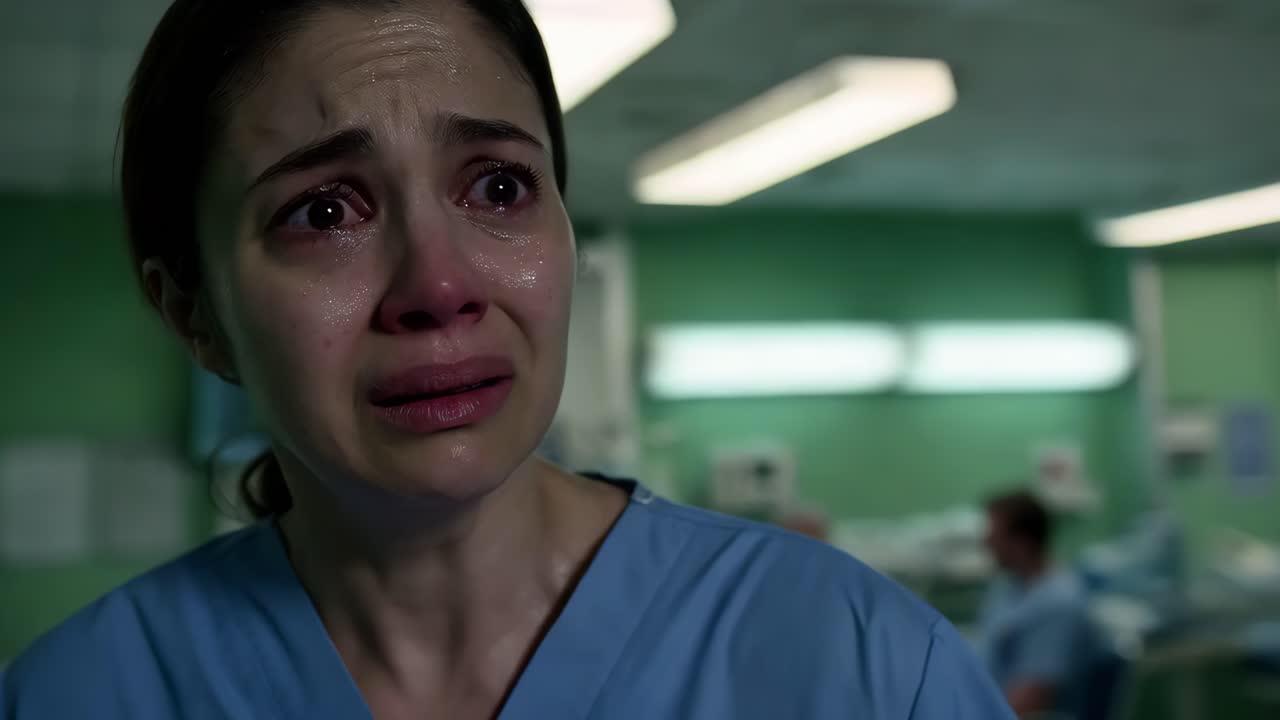 Crying Nurse in Hospital