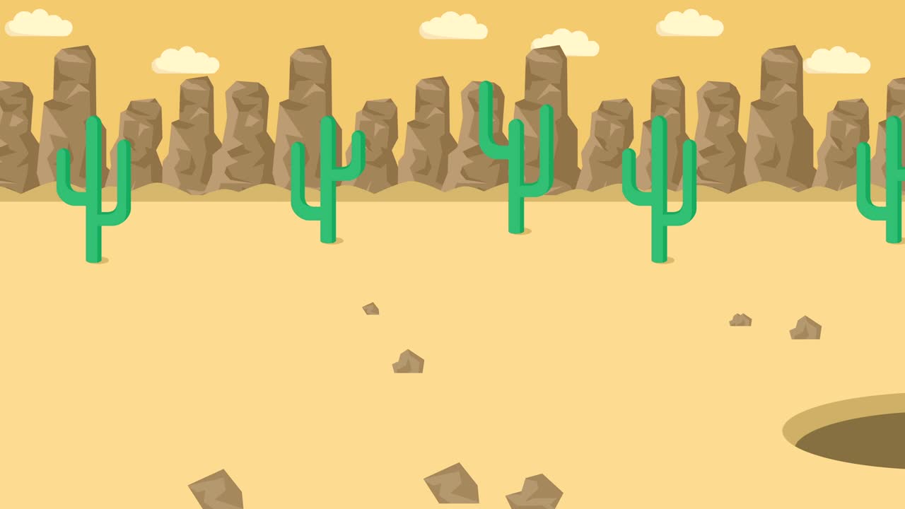 사업가가 구이에 떨어지는 사막의 배경, 위험 개념, 평평한 스타일의 루프 일러스트레이션