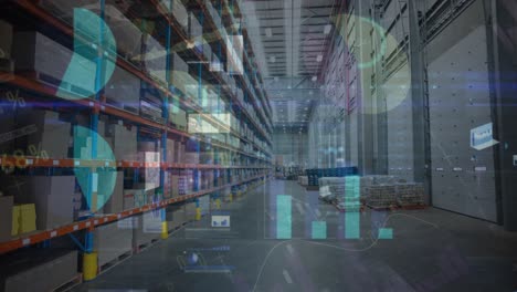 animación del procesamiento de datos financieros en el almacén
