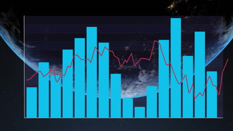 Animation-of-data-processing-over-globe-on-black-background