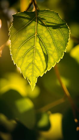 vibrant green leaf backlit by sunlight