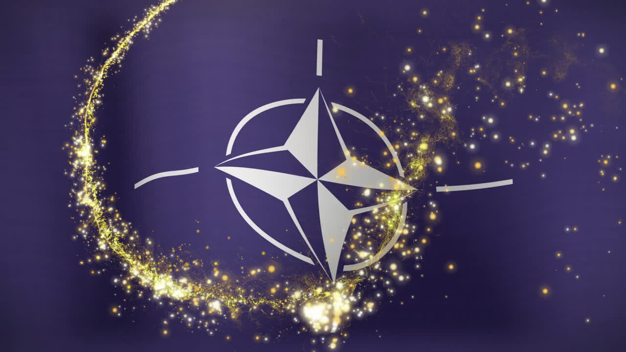 Animation of light spots over flag of nato