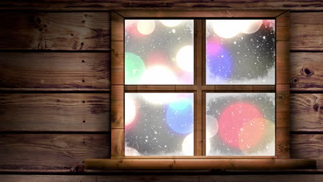 animation of christmas festive lights seen through window