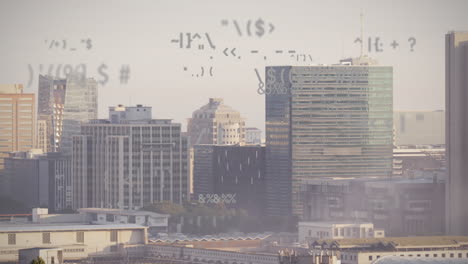 animation of data processing over cityscape