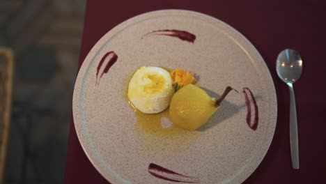 elegant poached pear and mascarpone dessert