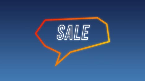 gráfico de venta en naranja burbuja de habla en fondo gris oscuro 4k