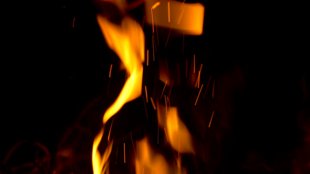 Bonfire Flames Close Up at Night Seamless Loop