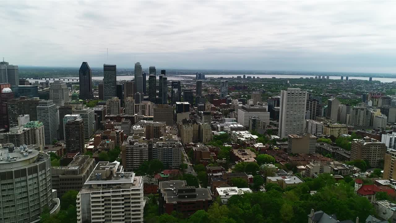Aerial View of Montreal City Skyline