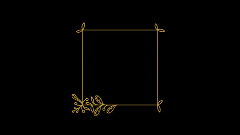 Christmas-Floral-flower-leaf-golden-frame-copy-space-animation-with-alpha-channel.