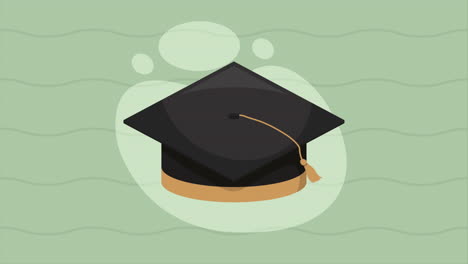 graduation hat with golden ribbon animation