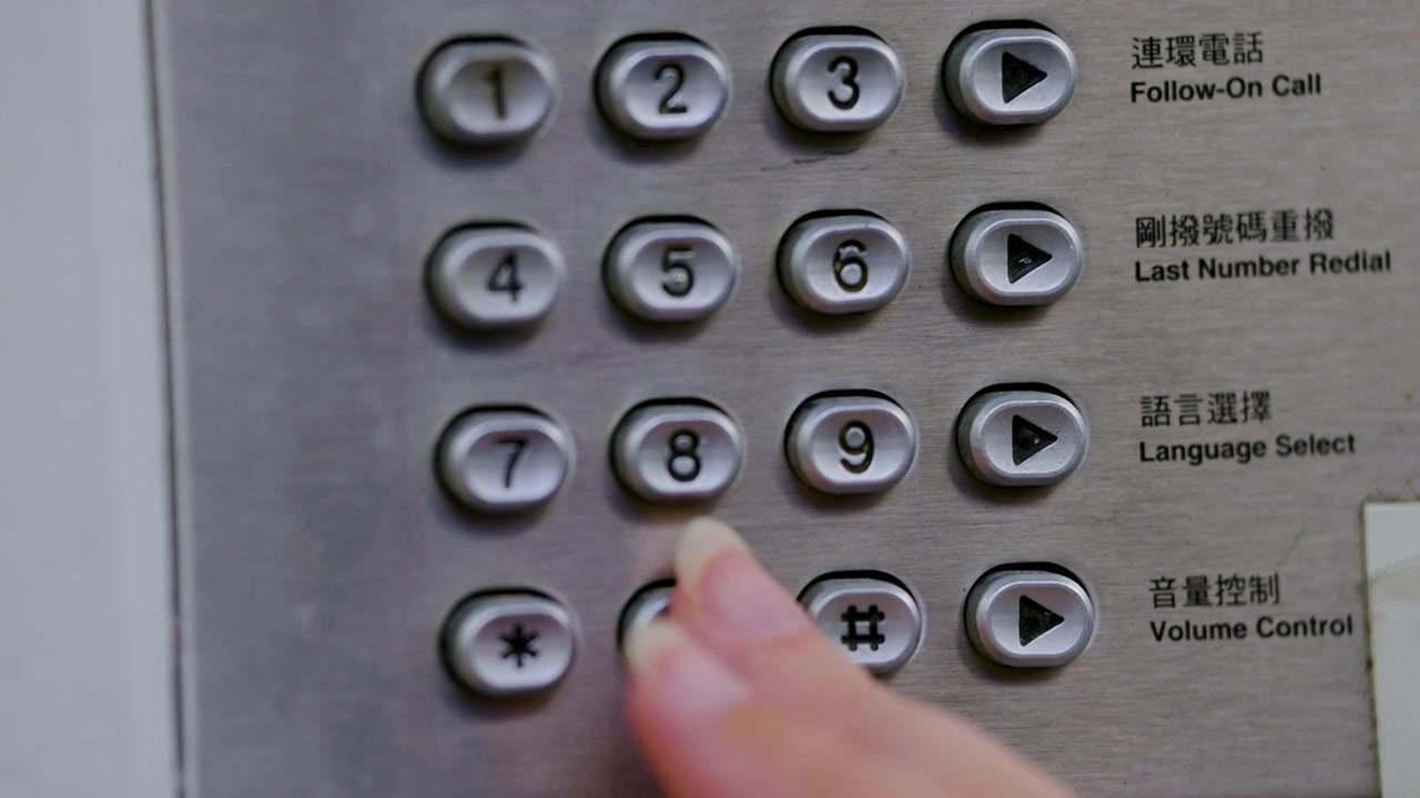 Public Payphone Keypads - Metal Phone Dial Pad. - closeup shot