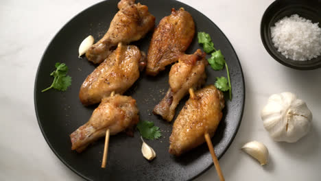 grilled chicken wings barbecue with pepper and garlic