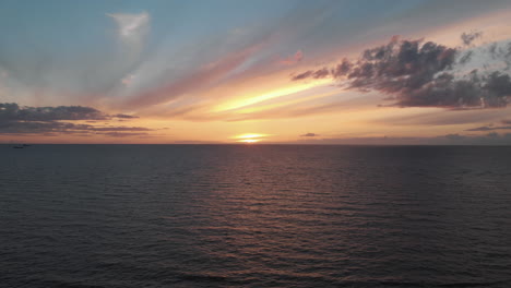 Aerial-view-of-Baltic-sea-at-dusk-after-sunset-in-Latvia