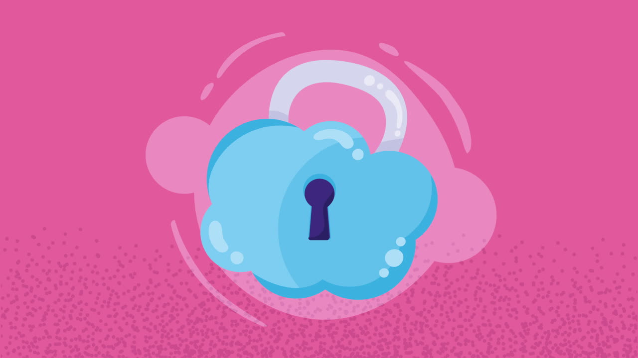 cloud computing padlock cyber security animation