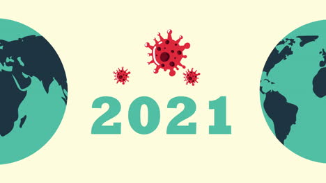 covid19 pandemic particles and earth planet and 2021 year