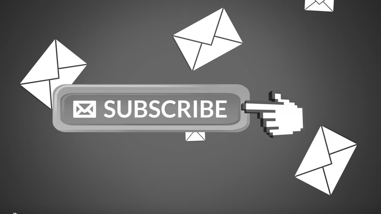Subscribe button with pointing hand on social media