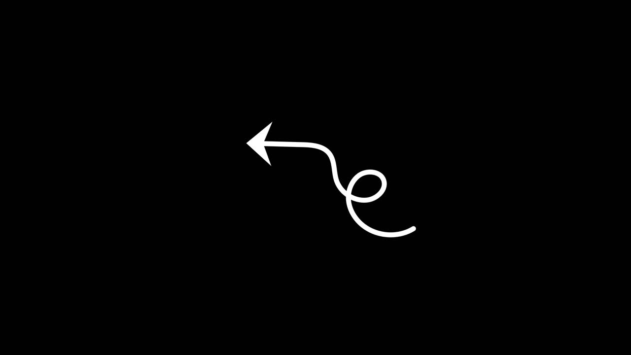 Animated White Arrow Drawing Itself on Black Background