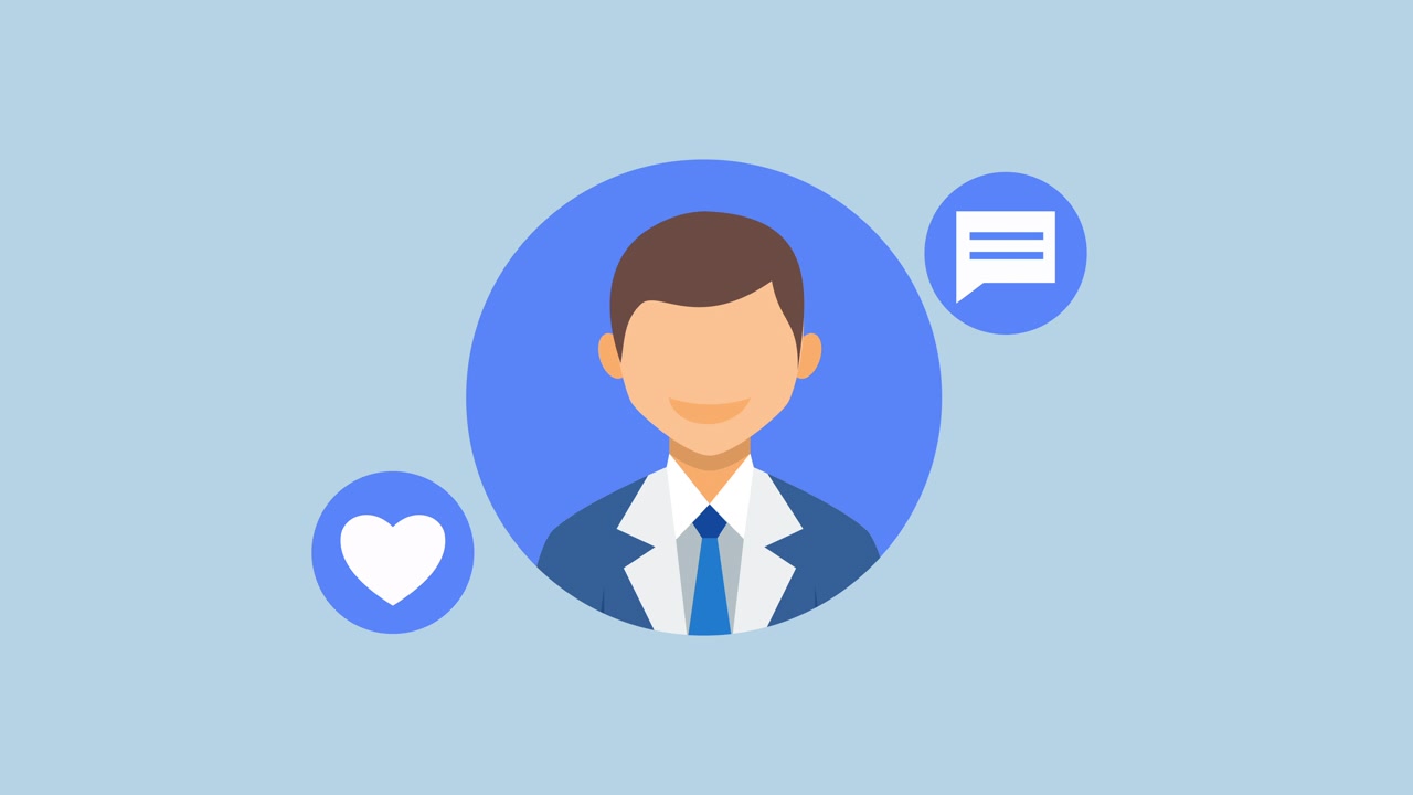Animated Profile Icon with Social Media Interaction Elements