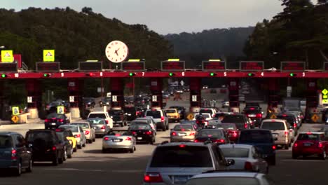 timelapse of traffic moving through a tollbooth 1