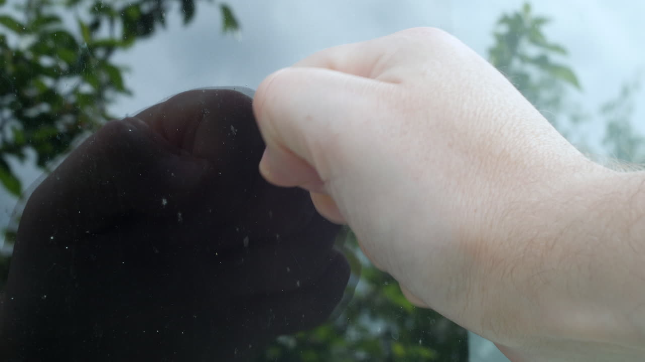 밖에서 창문을 두드리는 남자