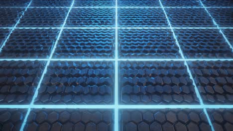 futuristic hexagonal grid with glowing blue lines
