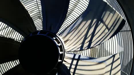 big industrial fan close-up on a factory. ventilation of industrial plant building. video background