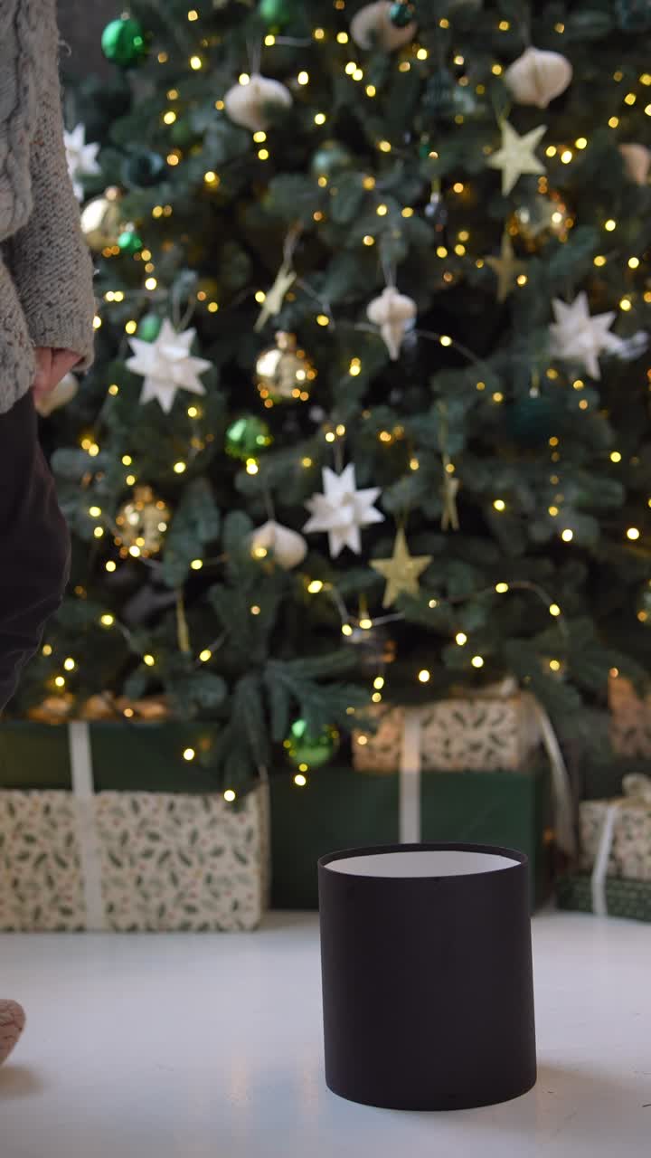 hombre cerca de un árbol de navidad