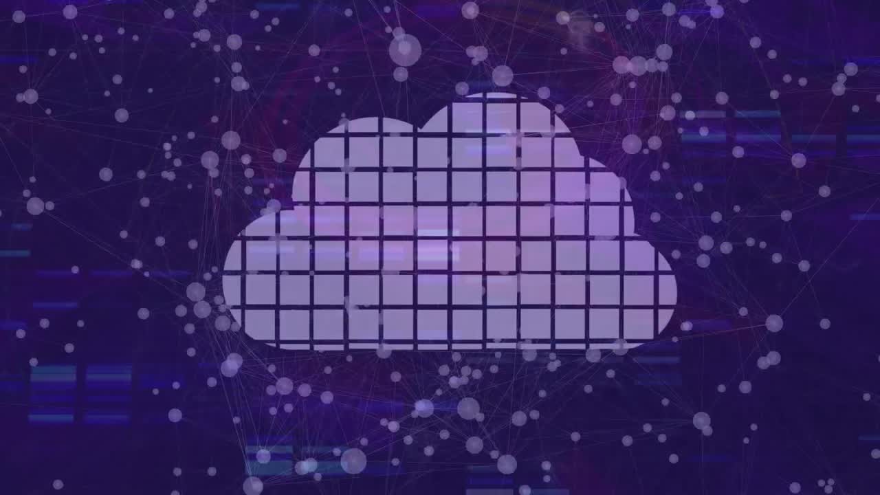 animación de la nube digital y la red de conexiones