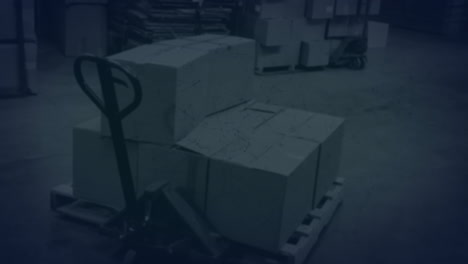 animation of network of connections over warehouse
