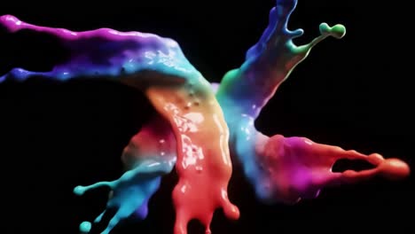 vibrant paint splashes in multiple colors dance against a black background, showcasing a stunning display of fluid dynamics and artistic expression that captivates viewers.