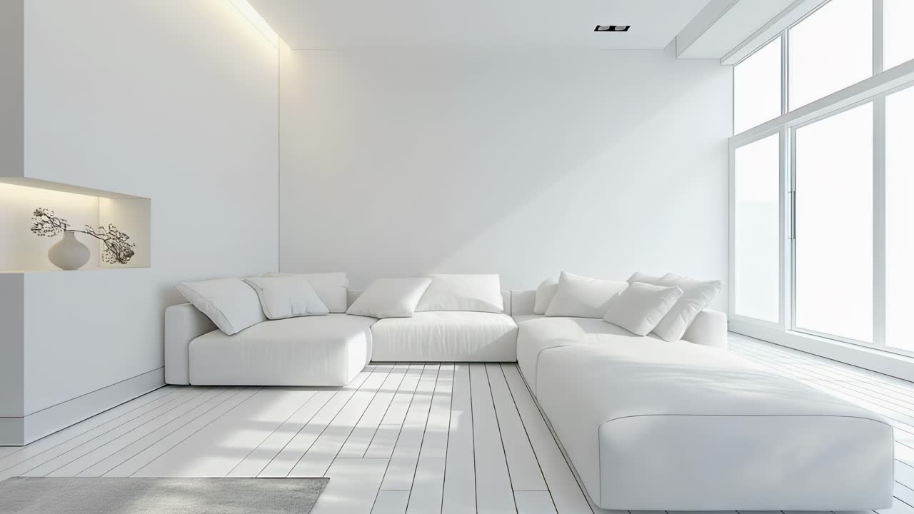 White Minimalist Living Room