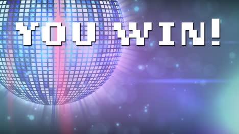 animación de usted ganar sobre la bola de discoteca giratoria