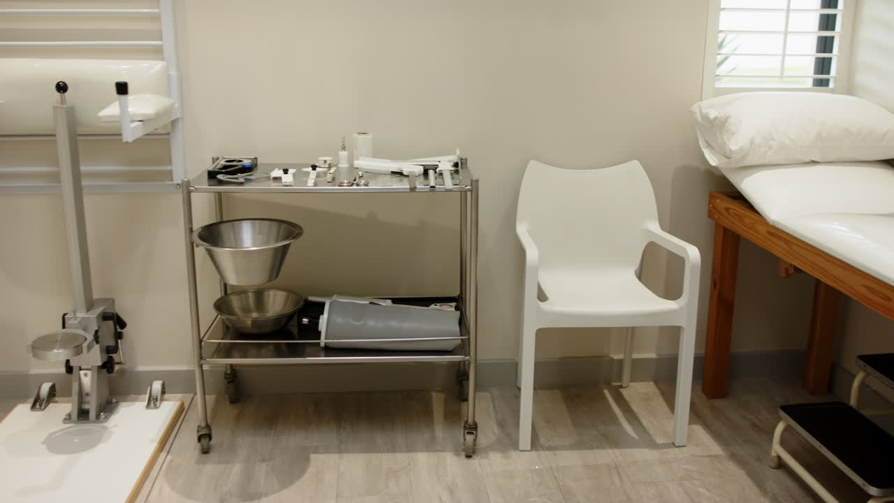 Medical equipment and supplies in prosthetic lab, ready for patient care