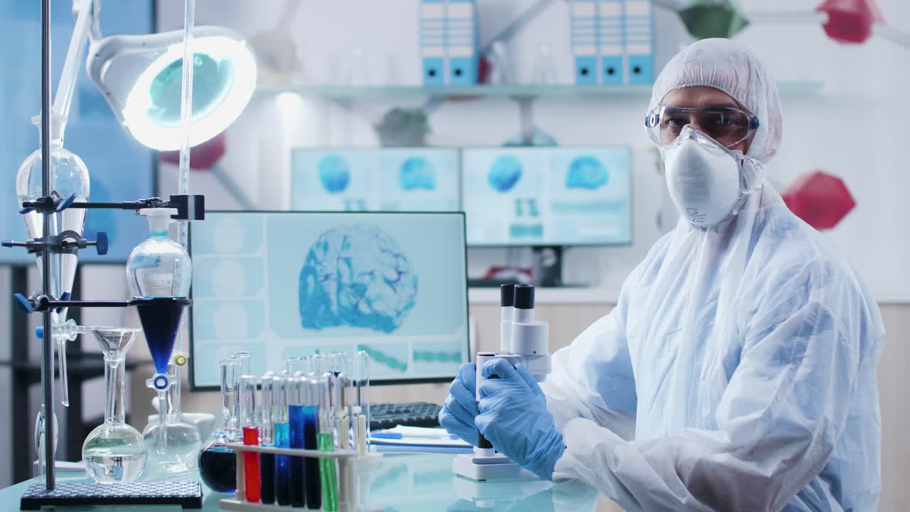 Scientist in laboratory conducting brain research