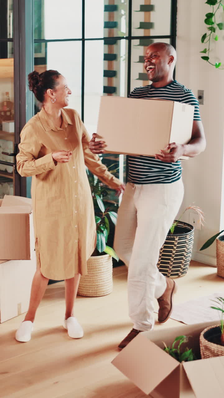 Happy Family Moving into Their New Modern Home