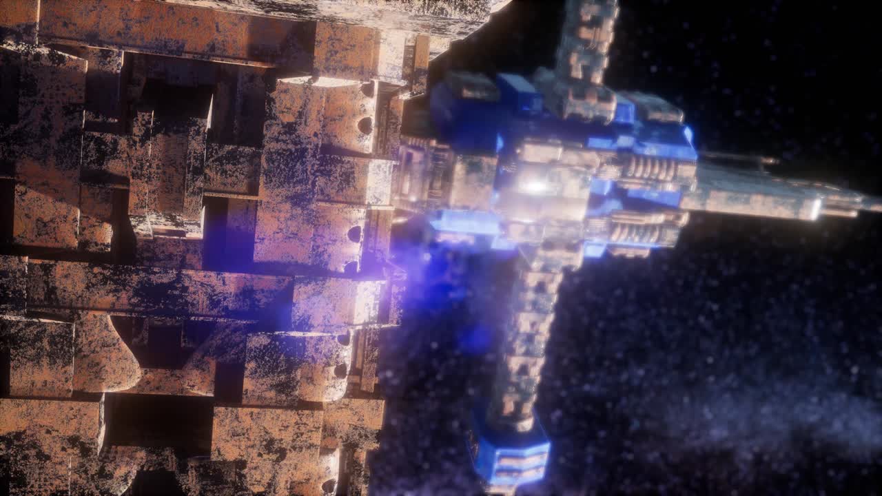 우주선과 은하계의 별들