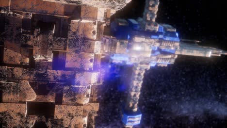 nave espacial y estrellas de la vía láctea